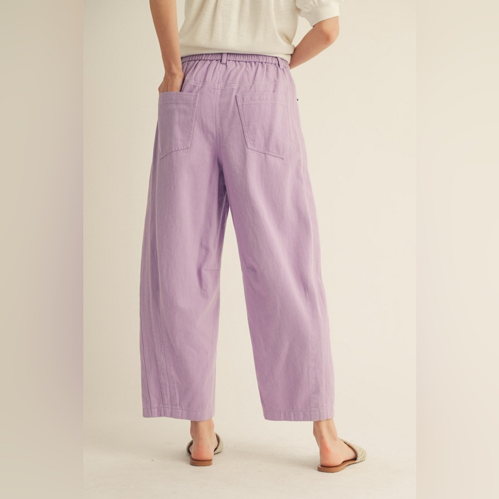 #177 CLOSEOUT FIRm 🌸Lavender Wide-Leg Cotton Pull-On Pants